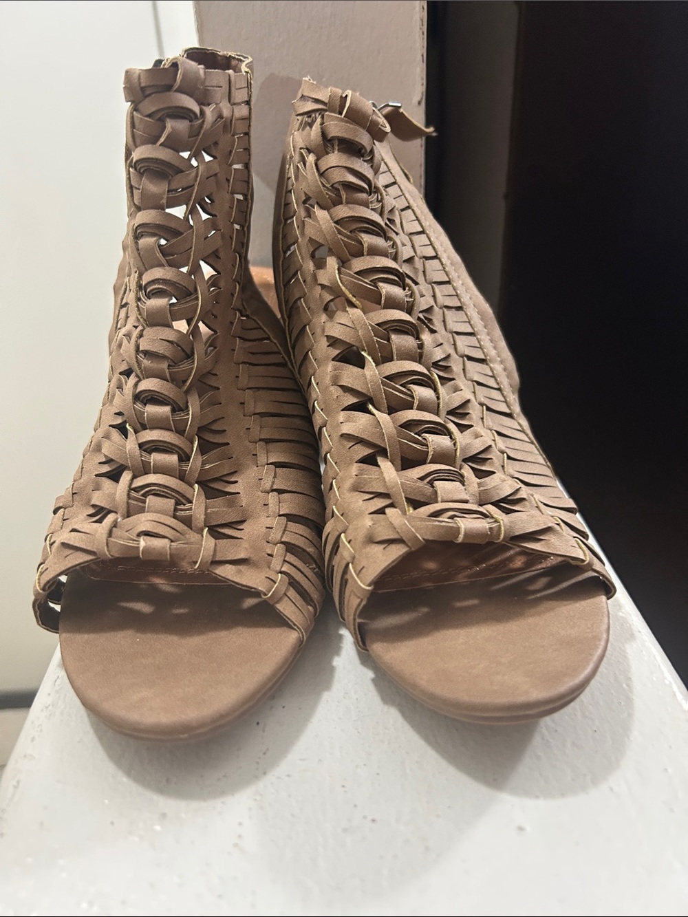 Rampage Woven Gladiator Sandals - Tan